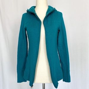 REI Merino Wool Blend Sweater Hoodie Turquoise Blue